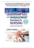 Test Bank for Leadership Roles and Management Functions in Nursing 11th Edition by Marquis & Huston &vert; Complete Chapters 1-25 &vert; Instant PDF Download
