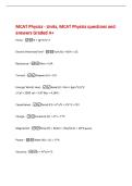 MCAT Physics - Units&comma; MCAT Physics questions and  answers Graded A&plus; 