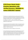 D120 Exam Study Guide &ndash;  Practice Questions with  Verified Answers&period; GRADED A&plus;&period;  Latest 2026&sol;2027 Update&period; 