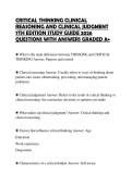 CRITICAL THINKING CLINICAL REASONING AND CLINICAL JUDGMENT 7TH EDITION STUDY GUIDE 2026 QUESTIONS WITH ANSWERS GRADED A&plus;