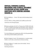 CRITICAL THINKING CLINICAL REASONING AND CLINICAL JUDGMENT 7TH EDITION ACTUAL PAPER 2026 QUESTIONS WITH VERIFIED ANSWERS GRADED A&plus;