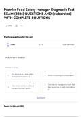 Premier Food Safety Manager Diagnostic Test EXAM &lpar;2026&rpar; QUESTIONS AND &lpar;elaborated&rpar; WITH COMPLETE SOLUTIONS