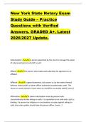 New York State Notary Exam  Study Guide &ndash; Practice  Questions with Verified  Answers&period; GRADED A&plus;&period; Latest  2026&sol;2027 Update&period; 