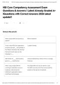 HBI Core Competency Assessment Exam Questions & Answers &vert; Latest Already Graded A&plus; &vert;Questions with Correct Answers 2026 latest update&excl;&excl;