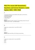 PALS Pre course Self-Assessment &vert;  Questions and Correct Answers &vert; Latest  Update 2026 &vert; 100&percnt; PASS 