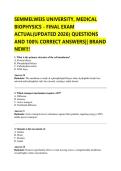 SEMMELWEIS UNIVERSITY&comma; MEDICAL  BIOPHYSICS - FINAL EXAM  ACTUAL&lpar;UPDATED 2026&rpar; QUESTIONS  AND 100&percnt; CORRECT ANSWERS&vert;&vert; BRAND  NEW&excl;&excl;&excl; 