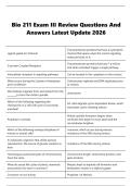 Bio 211 Exam III Review Questions And  Answers Latest Update 2026 