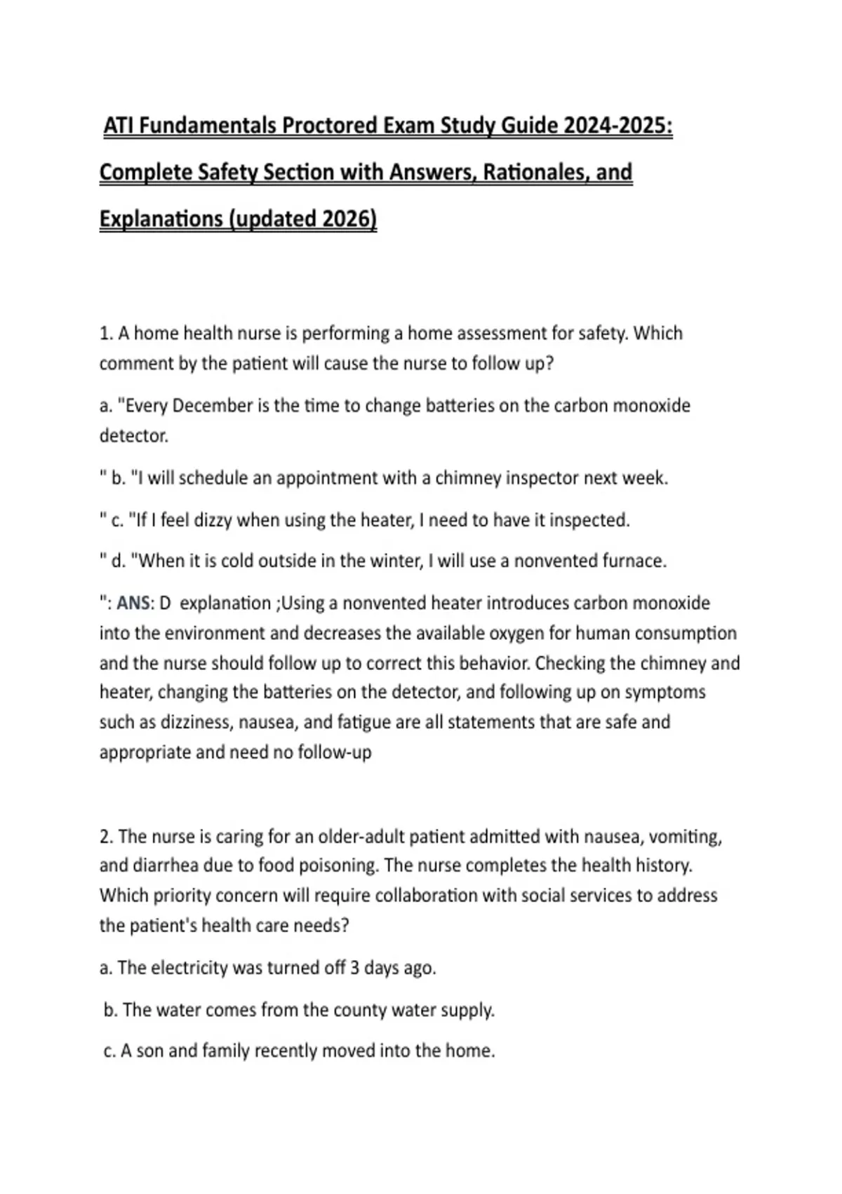 ATI Fundamentals Proctored Exam Study Guide 2024–2025 – Complete Safety ...