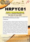 HRPYC81 Project 1 Assignment 3 &lpar;COMPLETE ANSWERS&rpar; 2026 - DUE 23 June 2026  - The Psychology of Mattering