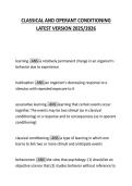 CLASSICAL AND OPERANT CONDITIONING  LATEST VERSION 2025&sol;2026 CLASSICAL AND OPERANT CONDITIONING  LATEST VERSION 2025&sol;2026 