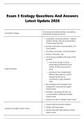 Exam 3 Ecology Questions And Answers  Latest Update 2026 
