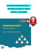 TEST BANK For Management Global&comma; 15th Edition By Stephen P&period; Robbins&comma; Verified Chapters 1 - 18&comma; Complete Newest Version