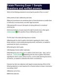 Estate Planning Exam 1 Sample Questions and verified answers