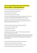 Life Coaching Certification Questions And Answers Newest RATED A&plus; 2025&sol;2026 RATED A&plus;