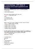 A- Level biology &colon; ATP&comma; Water & inorganic ions exam questions and answers
