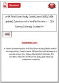 AHIP Final Exam Study Guide&lpar;Latest 2025&sol;2026 Update&rpar; Questions with Verified Answers &vert;100&percnt; Correct &vert;Already Graded A&plus;