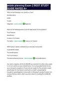 Estate Planning Exam 1 Sample Questions and verified answers