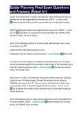 Estate Planning Final Exam Questions and Answers &lpar;Rated A&plus;&rpar;