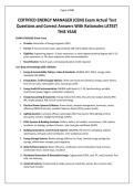 CERTIFIED ENERGY MANAGER &lpar;CEM&rpar; Exam Actual Test Questions and Correct Answers With Rationales LATEST THIS YEAR