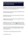 Estate Planning Final Exam Questions and verified answers