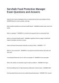 ServSafe Food Protection Manager Exam Questions and Answers