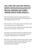 WALL STREET PREP ANALYZING FINANCIAL REPORTS CERTIFICATION EVALUATION TEST 2026 FULL QUESTIONS AND CORRECT ANSWERS ALREADY PASSED GRADED A&plus;