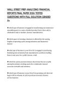 WALL STREET PREP ANALYZING FINANCIAL REPORTS FINAL PAPER 2026 TESTED QUESTIONS WITH FULL SOLUTION GRADED A&plus;