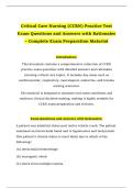 Critical Care Nursing &lpar;CCRN&rpar; Practice Test Exam Questions and Answers with Rationales &ndash; Complete Exam Preparation Material