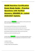 NASM Nutrition Certification  Exam Study Guide &ndash; Practice  Questions with Verified  Answers&period; GRADED A&plus;&period; Latest  2026&sol;2027 Update&period; 