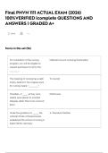 Final PNVN 1111 ACTUAL EXAM &lpar;2026&rpar; 100&percnt;VERIFIED &vert;complete QUESTIONS AND ANSWERS &vert; GRADED A&plus;