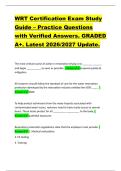 WRT Certification Exam Study  Guide &ndash; Practice Questions  with Verified Answers&period; GRADED  A&plus;&period; Latest 2026&sol;2027 Update&period; 