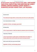 US Government Final Exam Review Exam 2026 &vert;&vert; MOST RECENT  EXAM ACTUAL COMPLETE REAL EXAM QUESTIONS AND CORRECT  ANSWERS &lpar;VERIFIED ANSWERS&rpar; ALREADY GRADED A&plus; &vert;  GUARANTEED SUCCESS&excl;&excl; NEWEST EXAM &vert; JUST RELEASED&excl;&excl;