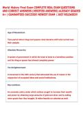 World History Final Exam COMPLETE REAL EXAM QUESTIONS  AND CORRECT ANSWERS &lpar;VERIFIED ANSWERS&rpar; ALREADY GRADED  A&plus; &vert; GUARANTEED SUCCESS&excl;&excl; NEWEST EXAM &vert; JUST RELEASED