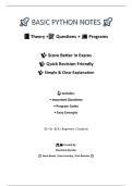 Basic Python theory notes with questions and code programs