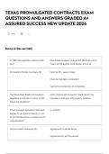 TEXAS PROMULGATED CONTRACTS EXAM QUESTIONS AND ANSWERS GRADED A&plus; ASSURED SUCCESS NEW UPDATE 2026 