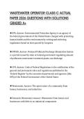 WASTEWATER OPERATOR CLASS C ACTUAL PAPER 2026 QUESTIONS WITH SOLUTIONS GRADED A&plus;
