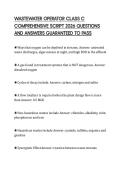 WASTEWATER OPERATOR CLASS C COMPREHENSIVE SCRIPT 2026 QUESTIONS AND ANSWERS GUARANTEED TO PASS