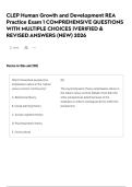 CLEP Human Growth and Development REA Practice Exam 1 COMPREHENSIVE QUESTIONS WITH MULTIPLE CHOICES &vert;VERIFIED & REVISED ANSWERS &lpar;NEW&rpar; 2026