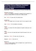 Certified Clinical Medical Assistant Exam Questions and Answers Updated 2026