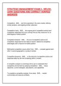 STRATEGIC MANAGEMENT EXAM 2 - WELSH&comma;  UARK QUESTIONS AND CORRECT VERIFIED  ANSWERS 
