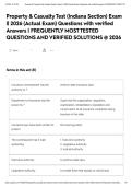 Property & Casualty Test &lpar;Indiana Section&rpar; Exam &vert;&vert; 2026 &lpar;Actual Exam&rpar; Questions with verified Answers &vert; FREQUENTLY MOST TESTED QUESTIONS AND VERIFIED SOLUTIONS &commat; 2026