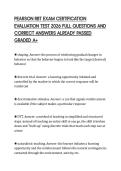 PEARSON RBT EXAM CERTIFICATION EVALUATION TEST 2026 FULL QUESTIONS AND CORRECT ANSWERS ALREADY PASSED GRADED A&plus;