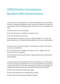 CPRNE Practice Licensing Exam Questions With Correct Answers