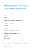 Maternity and Peds CPNRE Practice Questions With Correct Answers 