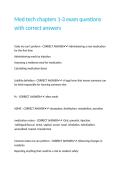 Med tech chapters 1-3 exam questions with correct answers