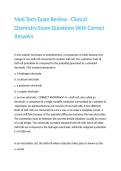Med Tech Exam Review - Clinical Chemistry Exam Questions With Correct Answers