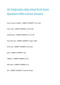 NC Medication Aide &lpar;Med Tech&rpar; Exam Questions With Correct Answers