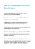Med Tech Training Exam Questions With Correct Answers&period;