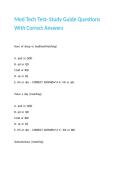 Med Tech Test- Study Guide Questions With Correct Answers