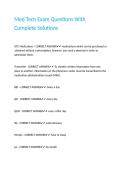 Med Tech Exam Questions With Complete Solutions